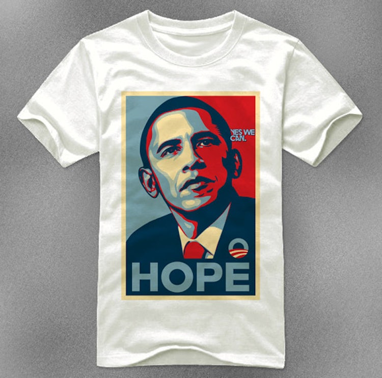 história das camisetas - barack obama hope