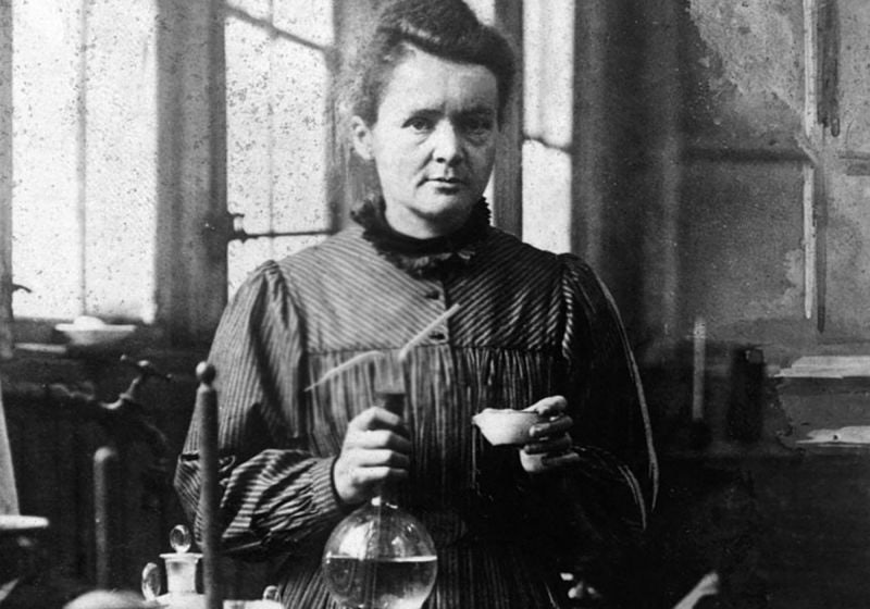 Fotografia em preto e branco Marie Curie